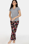 Zivame Tree Of Life Rayon Pyjama Set - Medieval Blue — thumbnail 4